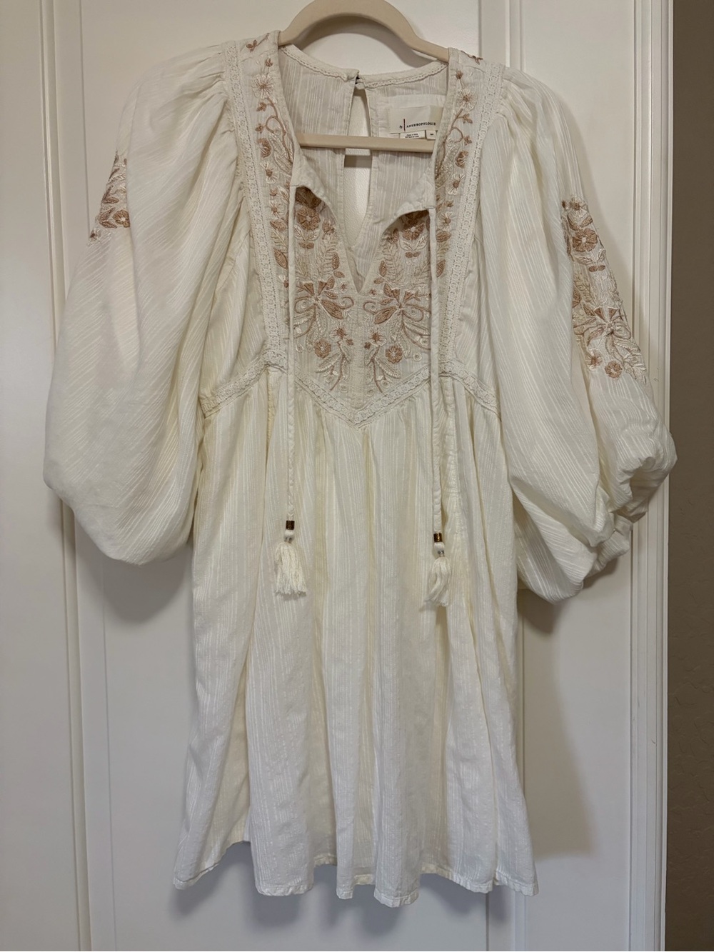 ☀️✌🏽🕊️Anthropologie Viveka Embroidered Bohemian Lace Mini Dress🕊️✌🏽☀️ - Picture 4 of 15
